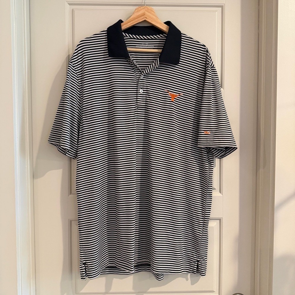 Vineyard Vines Texas Longhorns Striped Performance Polo Size Large - Picture 1 of 6